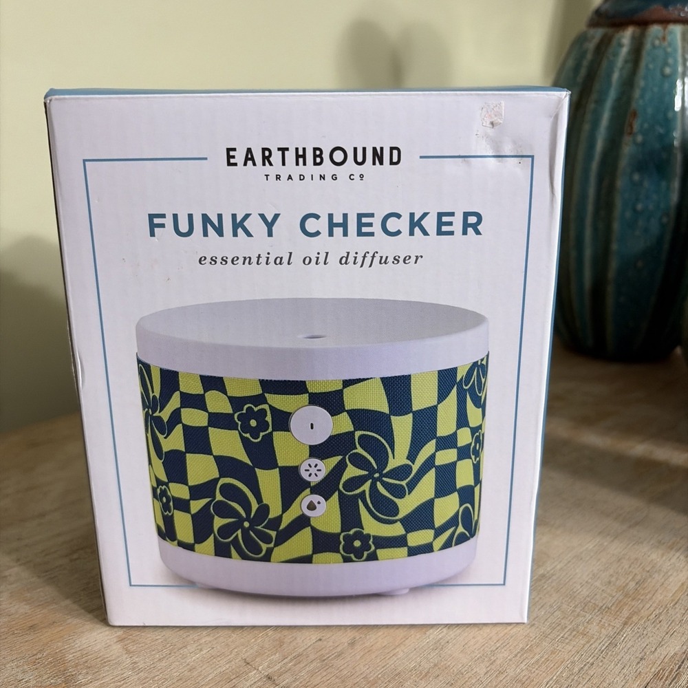 Earthbound Trading Company Essential Oil Diffuser Funky Checker 12 Hr.